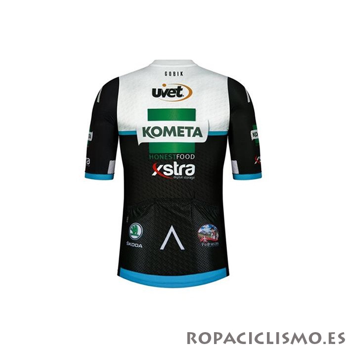 2020 Maillot Kometa Xstra Tirantes Mangas Cortas Negro Blanco Verde